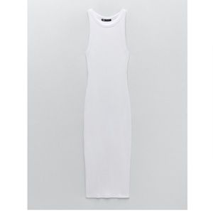 Zara white ribbed midi dress